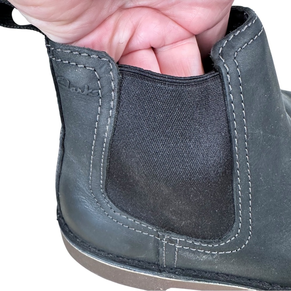 Clarks Bushacre Hill Chelsea Boots Black Leather Ankle Pull On Men 8 - Picture 5 of 12